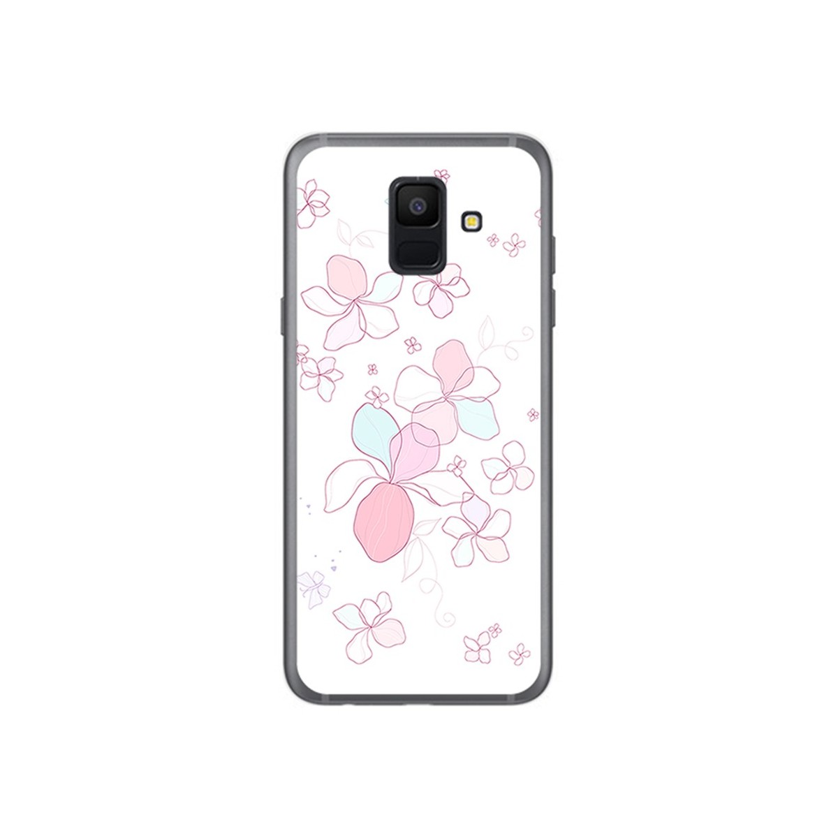 Funda Gel Tpu para Samsung Galaxy A6 (2018) Diseño Flores Minimal Dibujos
