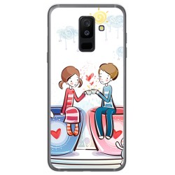 Funda Gel Tpu para Samsung Galaxy A6 Plus (2018) Diseño Cafe Dibujos