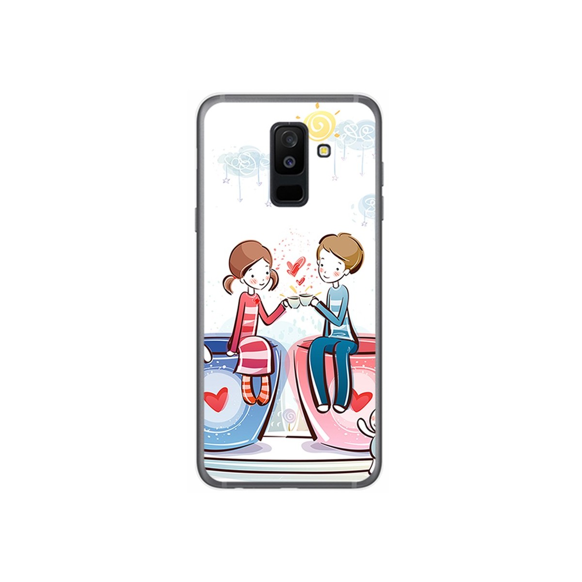 Funda Gel Tpu para Samsung Galaxy A6 Plus (2018) Diseño Cafe Dibujos