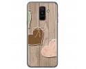 Funda Gel Tpu para Samsung Galaxy A6 Plus (2018) Diseño Corazones Madera Dibujos