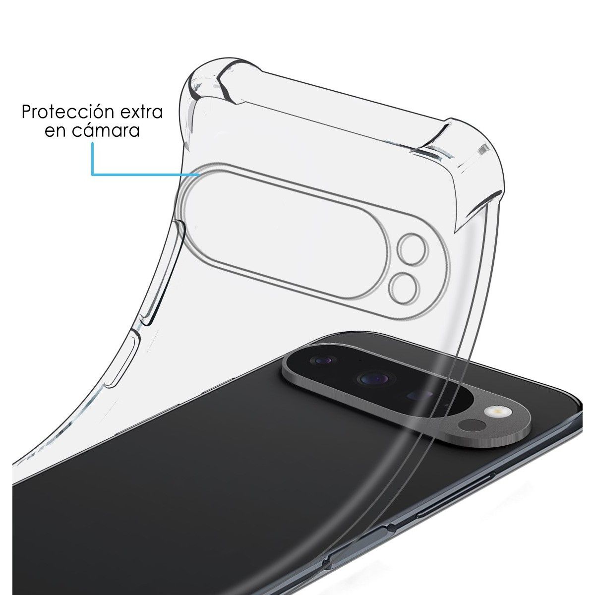 Funda Silicona Antigolpes Transparente para Google Pixel 9 Pro XL 5G