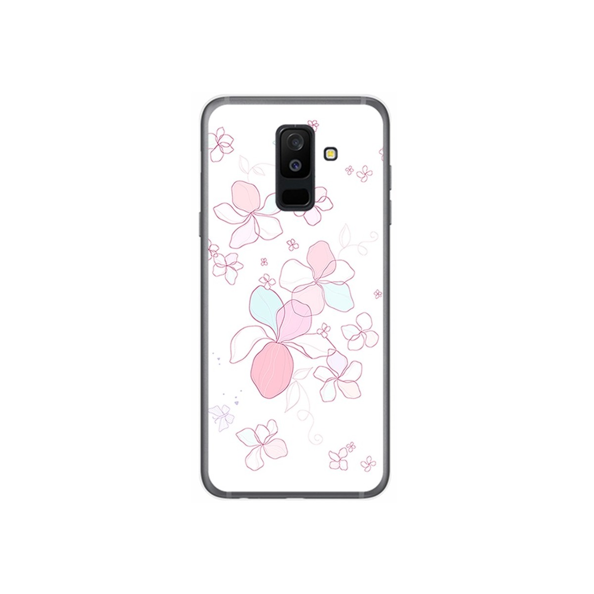 Funda Gel Tpu para Samsung Galaxy A6 Plus (2018) Diseño Flores Minimal Dibujos