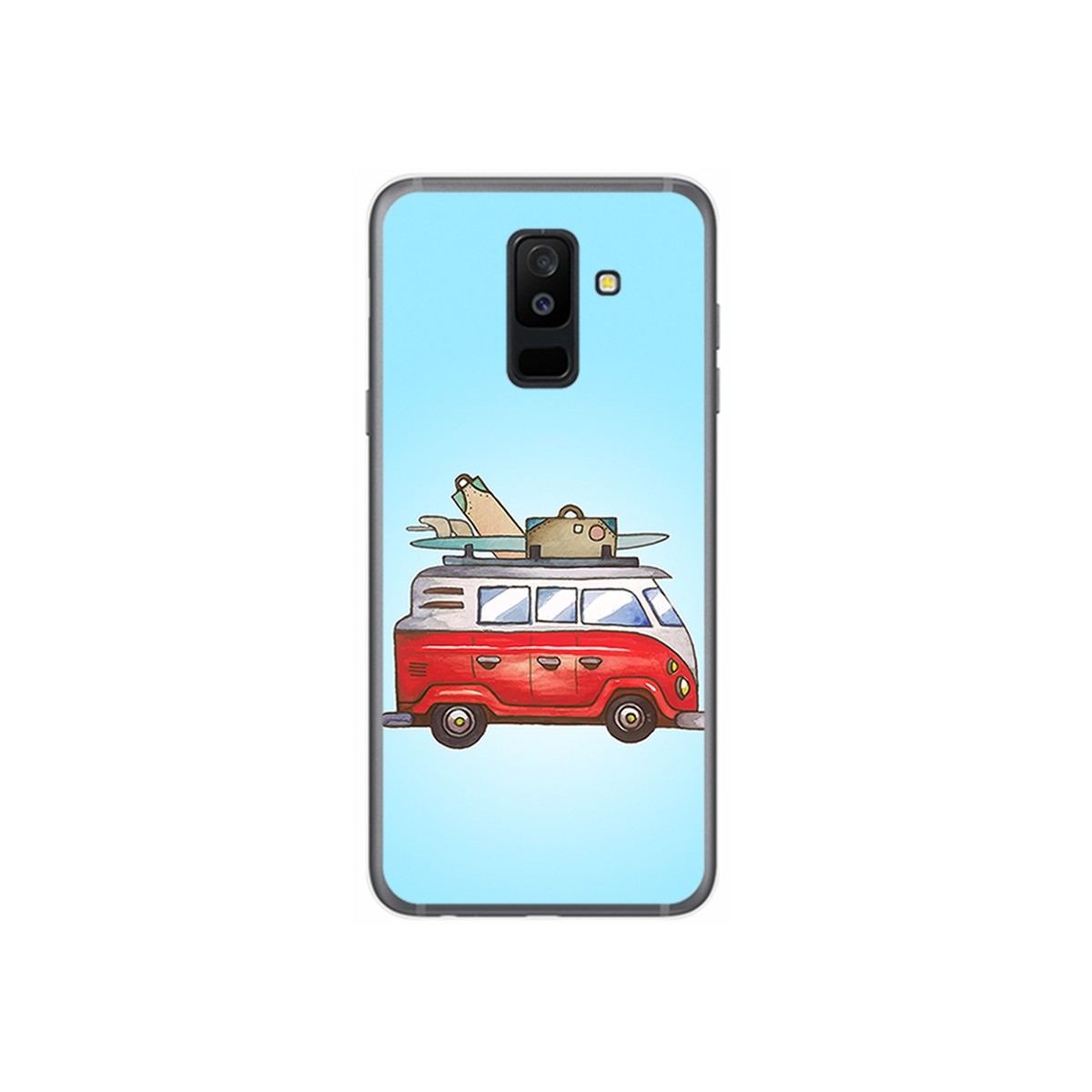 Funda Gel Tpu para Samsung Galaxy A6 Plus (2018) Diseño Furgoneta Dibujos