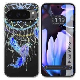 Funda Silicona Transparente para Google Pixel 9 Pro 5G diseño Plumas Dibujos