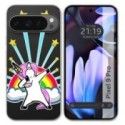 Funda Silicona Transparente para Google Pixel 9 Pro 5G diseño Unicornio Dibujos