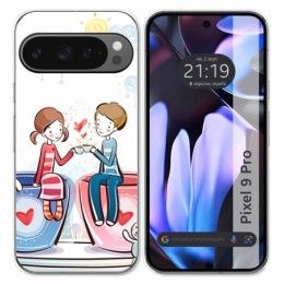 Funda Silicona para Google Pixel 9 Pro 5G diseño Café Dibujos