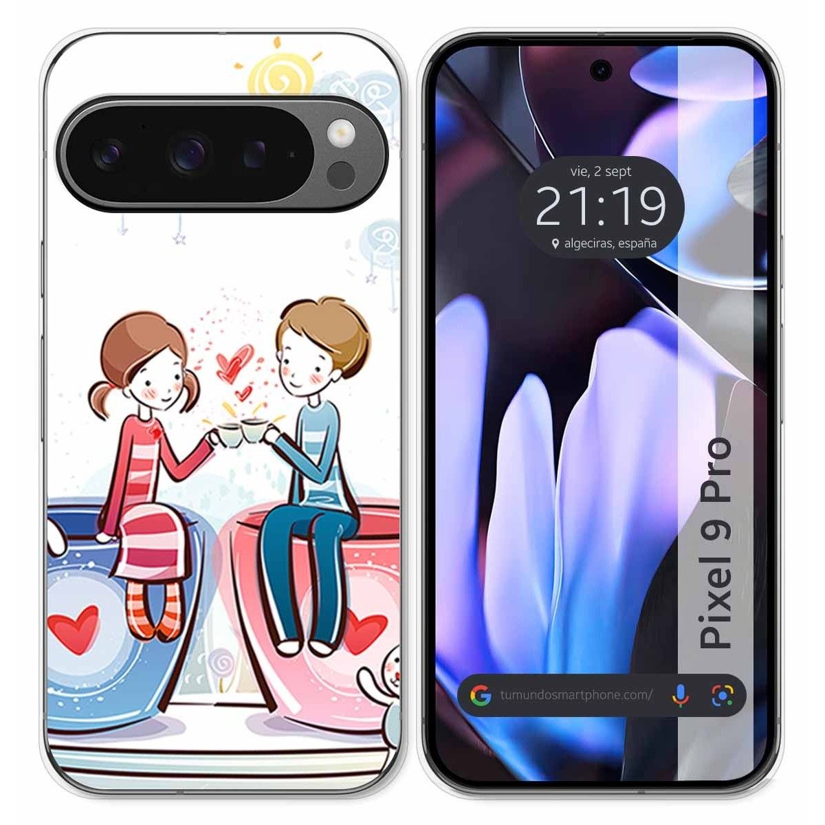 Funda Silicona para Google Pixel 9 Pro 5G diseño Café Dibujos