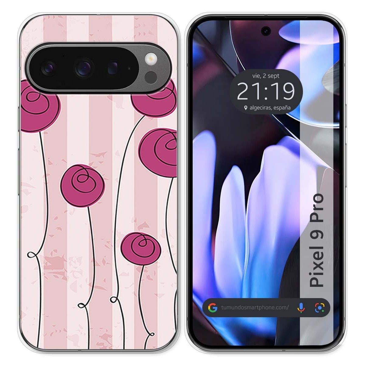 Funda Silicona para Google Pixel 9 Pro 5G diseño Flores Vintage Dibujos
