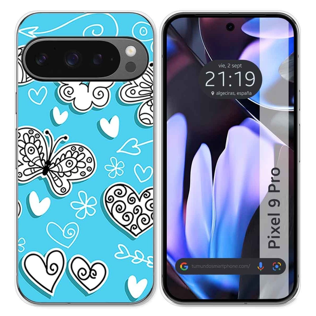 Funda Silicona para Google Pixel 9 Pro 5G diseño Mariposas Dibujos