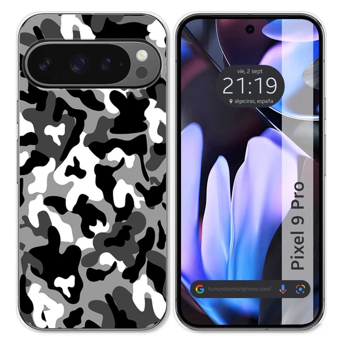 Funda Silicona para Google Pixel 9 Pro 5G diseño Snow Camuflaje Dibujos