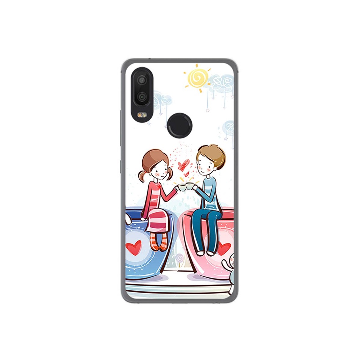 Funda Gel Tpu para Bq Aquaris X2 / X2 Pro Diseño Cafe Dibujos