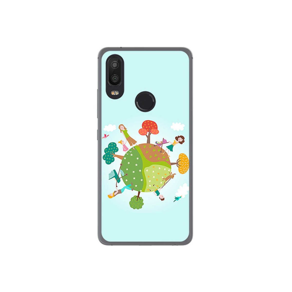 Funda Gel Tpu para Bq Aquaris X2 / X2 Pro Diseño Familia Dibujos