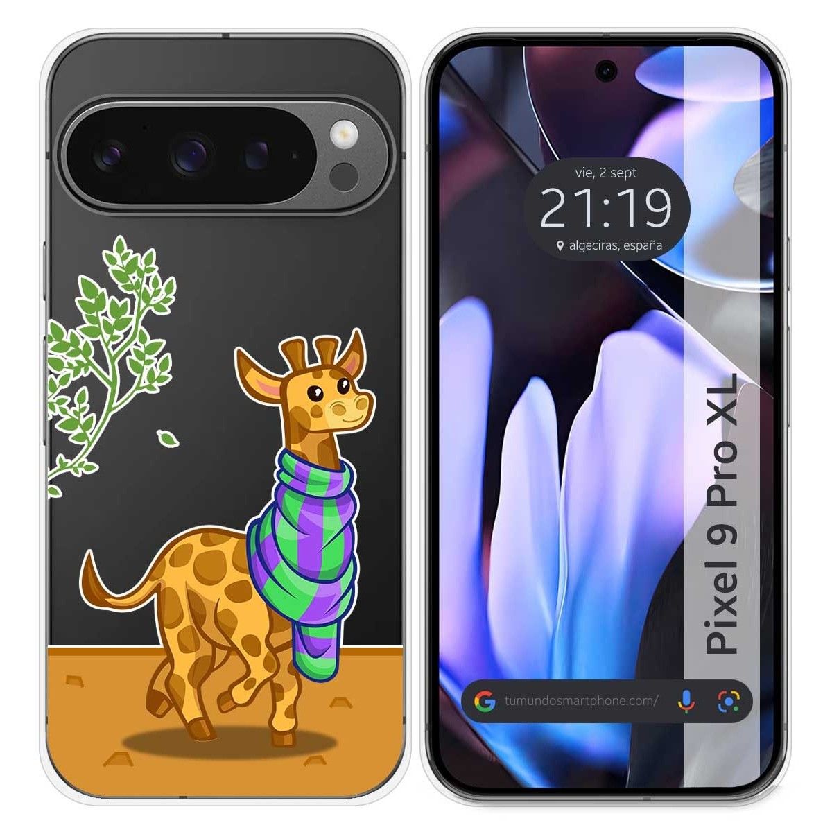 Funda Silicona Transparente para Google Pixel 9 Pro XL 5G diseño Jirafa Dibujos