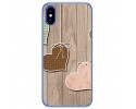 Funda Gel Tpu para Doogee X55 Diseño Corazones Madera Dibujos