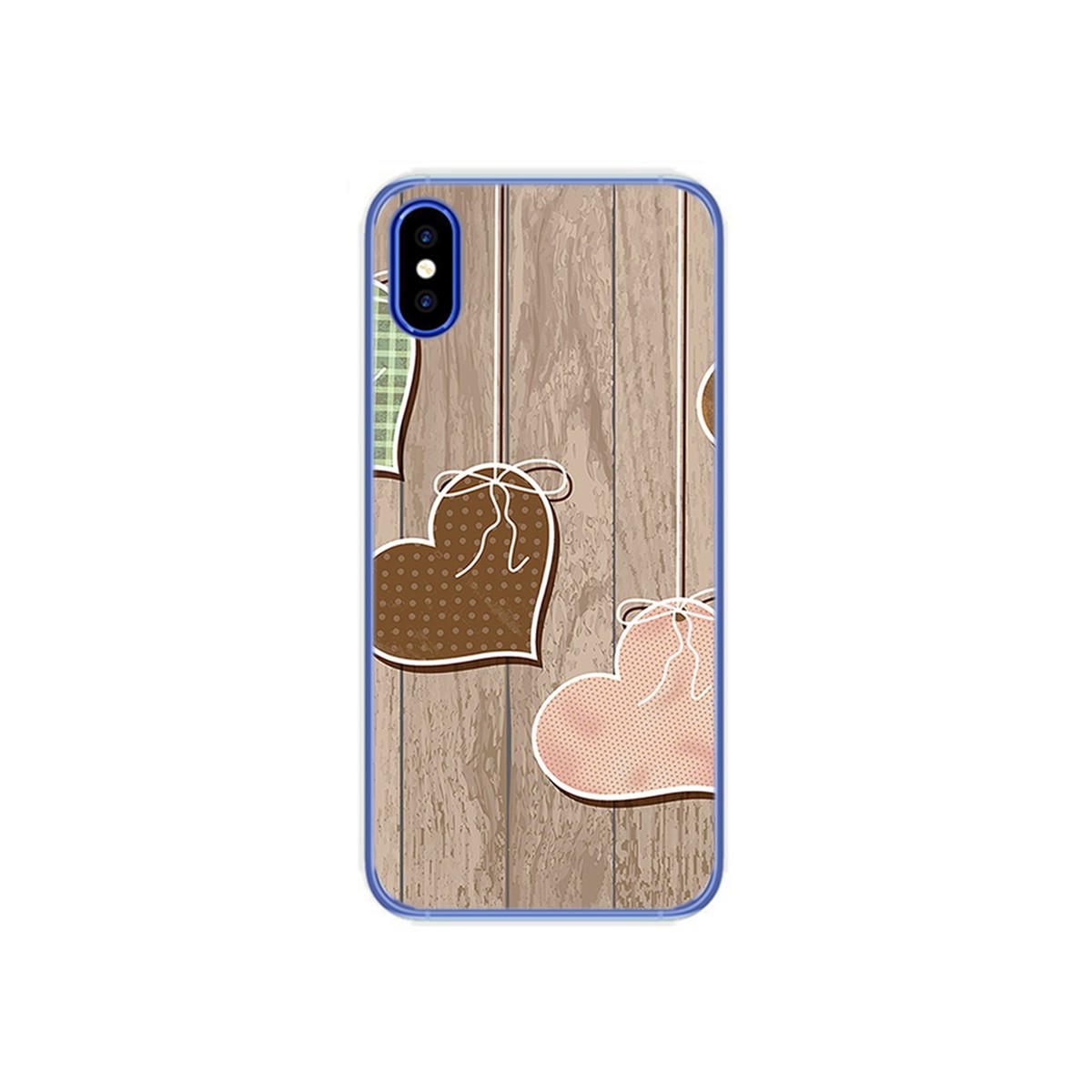 Funda Gel Tpu para Doogee X55 Diseño Corazones Madera Dibujos