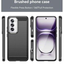 Funda Gel Tpu Tipo Carbon Negra para Oppo Reno 12 5G 2