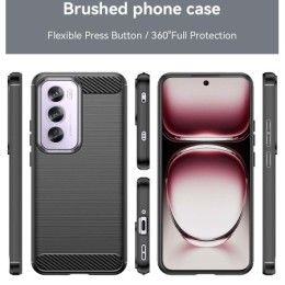 Funda Gel Tpu Tipo Carbon Negra para Oppo Reno 12 Pro 5G 2