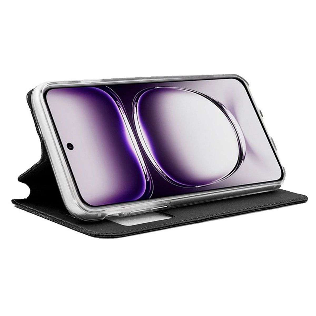 Funda Libro Soporte con Ventana para Oppo Reno 12 5G color Negra