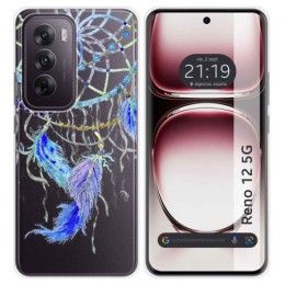 Funda Silicona Transparente para Oppo Reno 12 5G diseño Plumas Dibujos