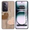 Funda Silicona para Oppo Reno 12 Pro 5G diseño Corazones Madera Dibujos