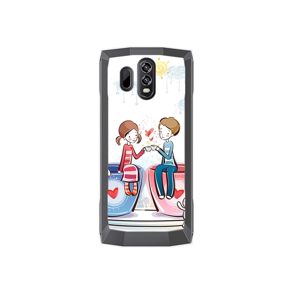 Funda Gel Tpu para Homtom HT70 Diseño Cafe Dibujos