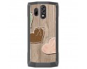 Funda Gel Tpu para Homtom HT70 Diseño Corazones Madera Dibujos