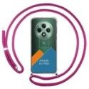 Personaliza tu Funda Colgante Transparente para Oppo Reno 12FS 4G / 12 FS 5G con Cordon Rosa Fucsia Dibujo Personalizada