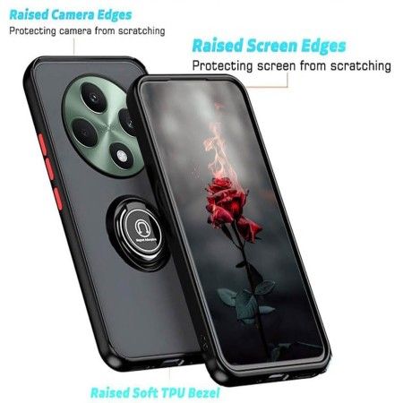 Funda Mate con Borde Negro y Anillo Giratorio 360 para Oppo Reno 12F 4G / 12 F 5G
