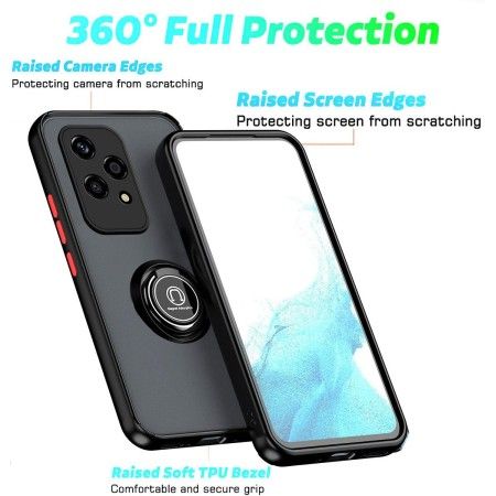 Funda Mate con Borde Negro y Anillo Giratorio 360 para Huawei Honor 200 Lite 5G