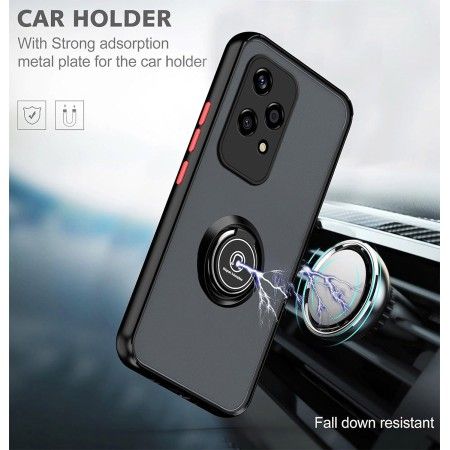 Funda Mate con Borde Negro y Anillo Giratorio 360 para Huawei Honor 200 Lite 5G