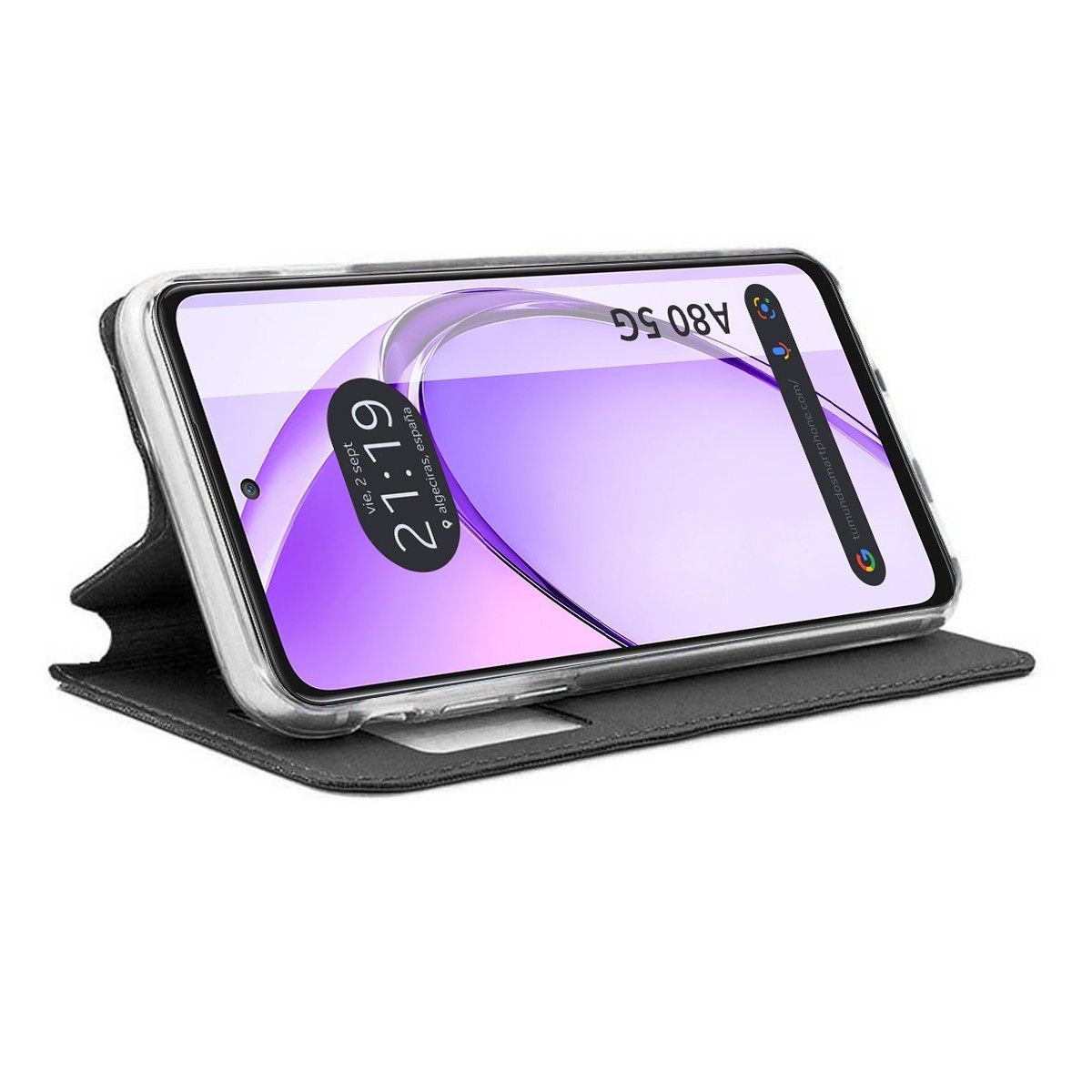 Funda Libro Soporte con Ventana para Oppo A80 5G color Negra