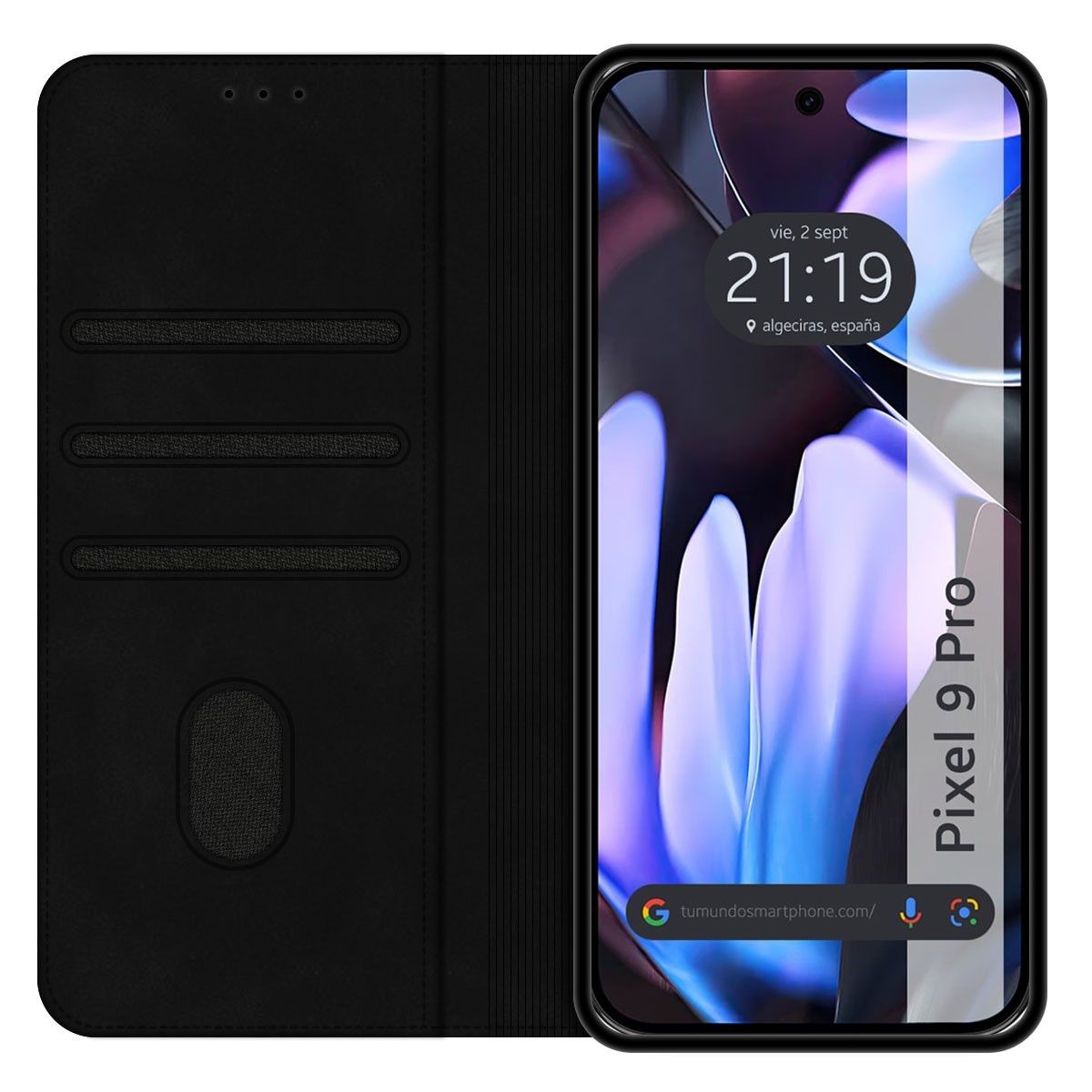 Funda Libro de Polipiel con tarjetero para Google Pixel 9 Pro 5G color Negra