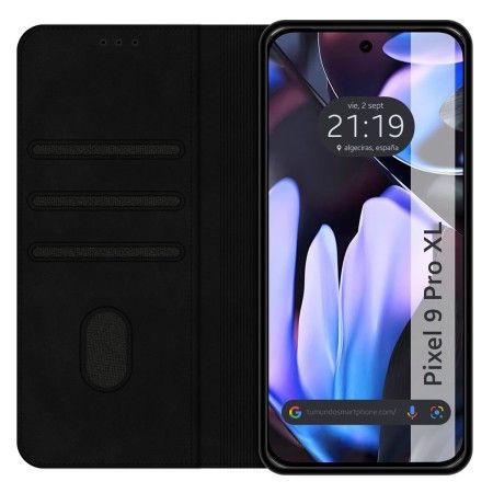 Funda Libro de Polipiel con tarjetero para Google Pixel 9 Pro XL 5G color Negra
