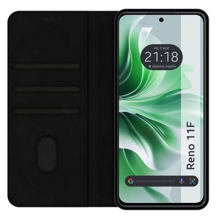 Funda Libro de Polipiel con tarjetero para Oppo Reno 11F 5G color Negra