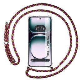 Funda Colgante Transparente para Oppo Reno 12 Pro 5G con Cordon Rosa / Dorado