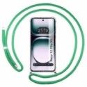 Funda Colgante Transparente para Oppo Reno 12 Pro 5G con Cordon Verde Agua
