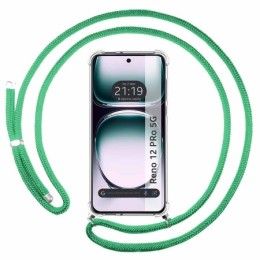 Funda Colgante Transparente para Oppo Reno 12 Pro 5G con Cordon Verde Agua