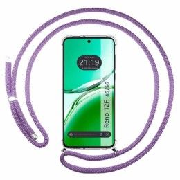 Funda Colgante Transparente para Oppo Reno 12F 4G / 12 F 5G con Cordon Morado