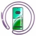 Funda Colgante Transparente para Oppo Reno 12FS 4G / 12 FS 5G con Cordon Morado