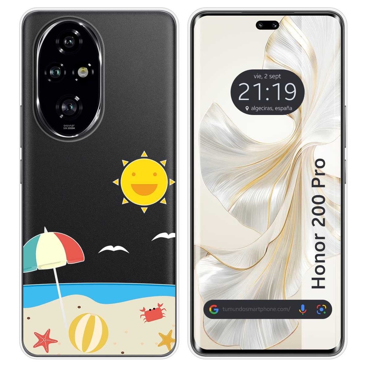 Funda Silicona Transparente para Huawei Honor 200 Pro 5G diseño Playa Dibujos