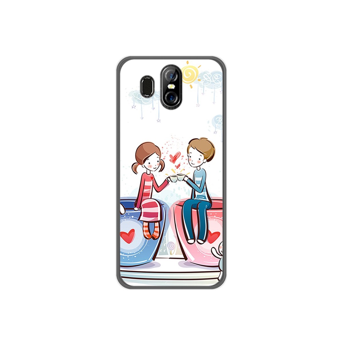Funda Gel Tpu para Homtom S16 Diseño Cafe Dibujos