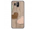 Funda Gel Tpu para Homtom S16 Diseño Corazones Madera Dibujos