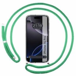 Funda Colgante Transparente para Iphone 16 Pro (6.3) con Cordon Verde Agua