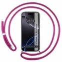 Funda Colgante Transparente para Iphone 16 Pro Max (6.9) con Cordon Rosa Fucsia