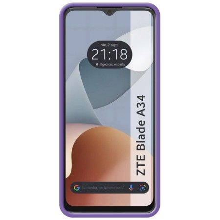 Funda Silicona Líquida Ultra Suave para Zte Blade A34 4G color Morada