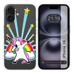 Funda Silicona Transparente para Iphone 16 (6.1) diseño Unicornio Dibujos