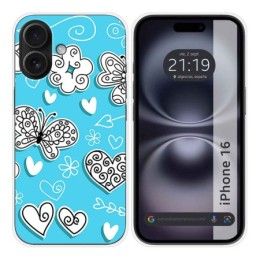 Funda Silicona para Iphone 16 (6.1) diseño Mariposas Dibujos