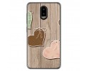 Funda Gel Tpu para Leagoo Z7 Diseño Corazones Madera Dibujos