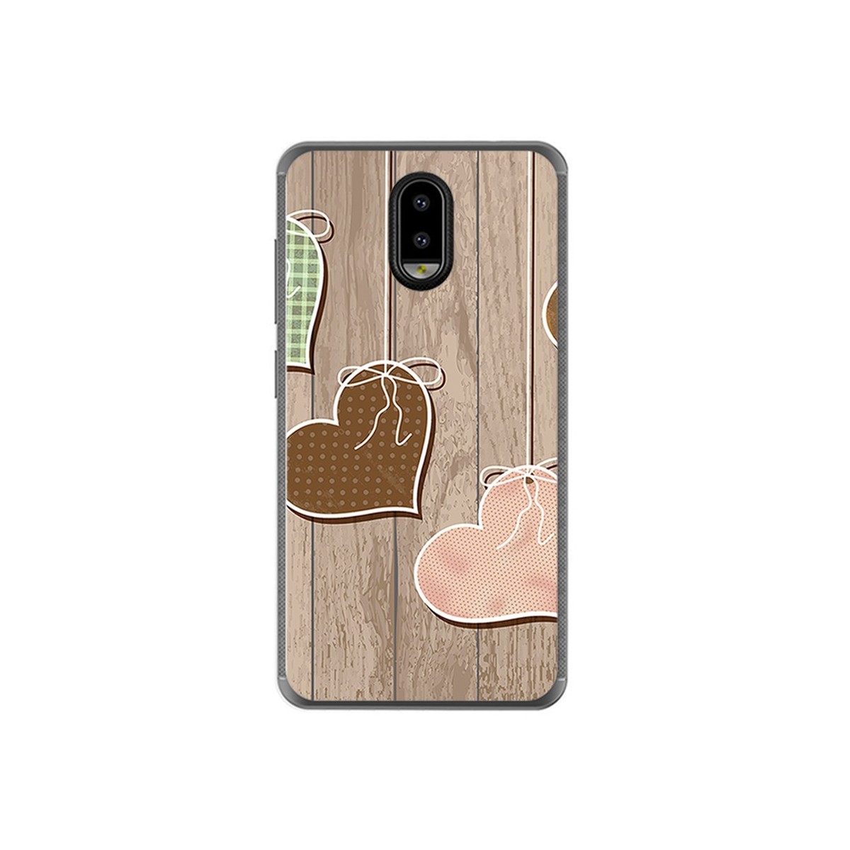 Funda Gel Tpu para Leagoo Z7 Diseño Corazones Madera Dibujos