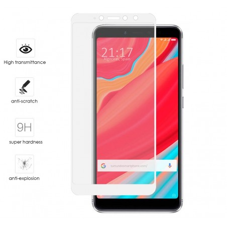 Protector Cristal Templado Frontal Completo Blanco para Xiaomi Redmi S2 Vidrio